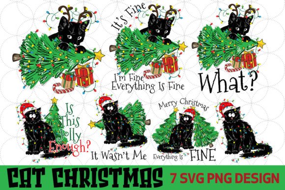 Black Cat Christmas Sublimation Bundle