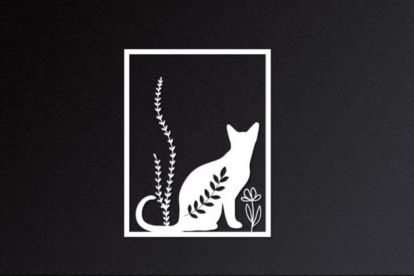 Cat Floral Wall Art Cut Svg Design