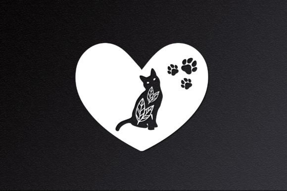 Cat Floral with Love Cut File Svg