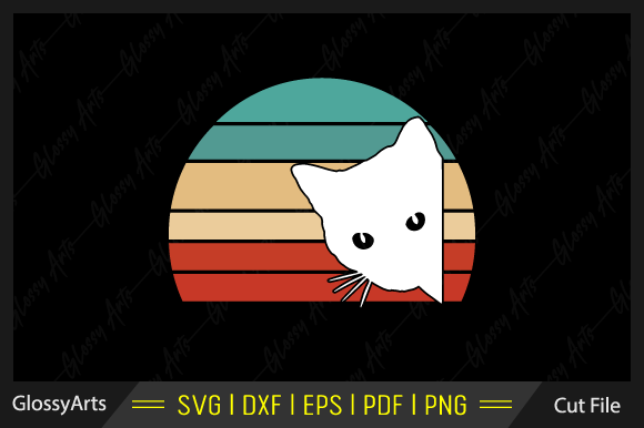 Cat Looking at You, Vintage Eighties Svg