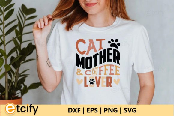 Cat Mother Coffee Lover Retro SVG