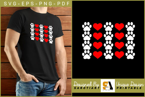 Cat Paw with Heart Vector Svg Design
