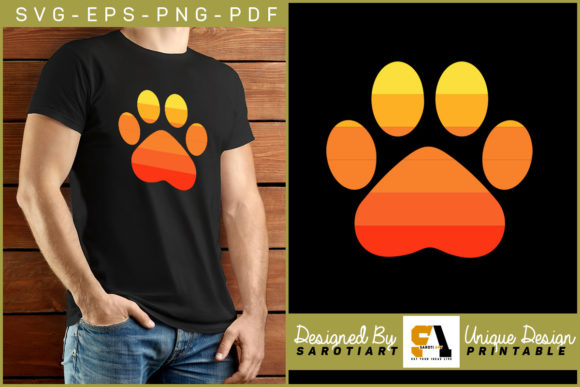 Cat Paw with Vintage Color Design Svg