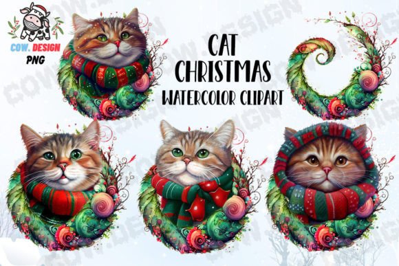 Cute Cat Wreath Christmas Sublimation