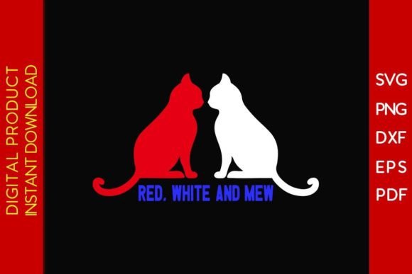 Funny 4th of July Patriotic Cat Red Whit