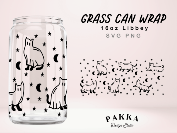 Halloween Cat Libbey Glass Can Wrap Svg