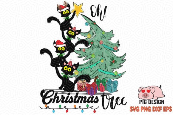 Oh Christmas Tree Black Cat Sublimation