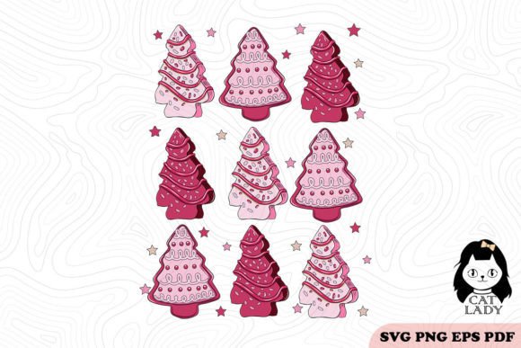 Pink Christmas Cakes Seamless SVG PNG