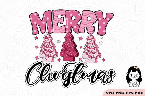 Pink Merry Christmas Cakes SVG PNG