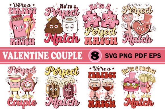 Retro Valentine Couple SVG PNG Bundle