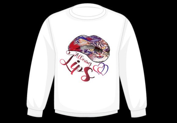Sweater Cat Love Sexy Lips Design SVG