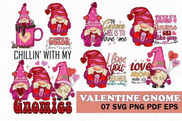 Valentine Gnomes SVG PNG Sublimation